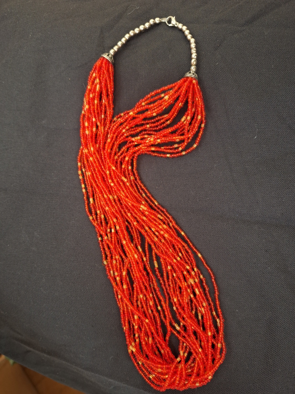 Red Multi-Strand Seed Bead Necklace - Bold Women’s Jewelry